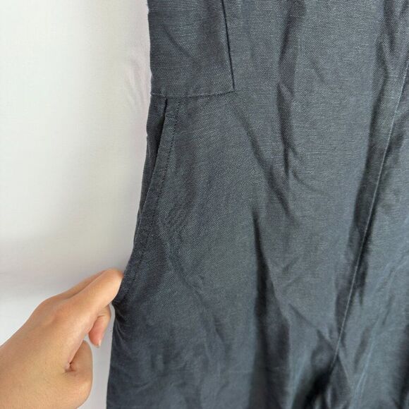 Club Monaco Linen Blend V Neck Wide Leg Sleeveless Jumpsuit Black 2 - Picture 6 of 9